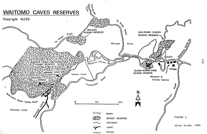 Map of Waitomo area
